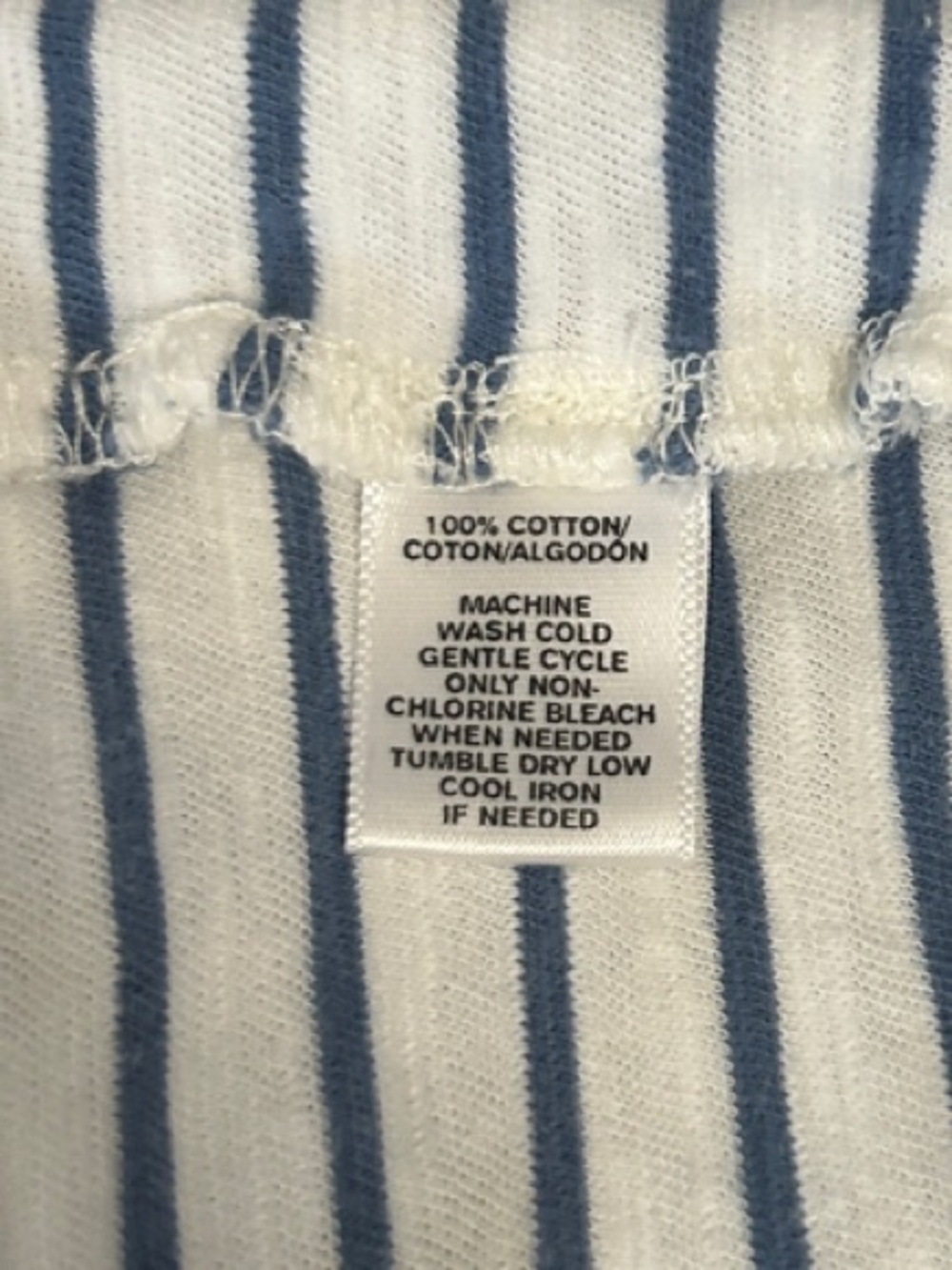 Lou & Grey Striped V-Neck Pocket T-Shirt Dress Elastic Waist Medium Blue White - Picture 3 of 10
